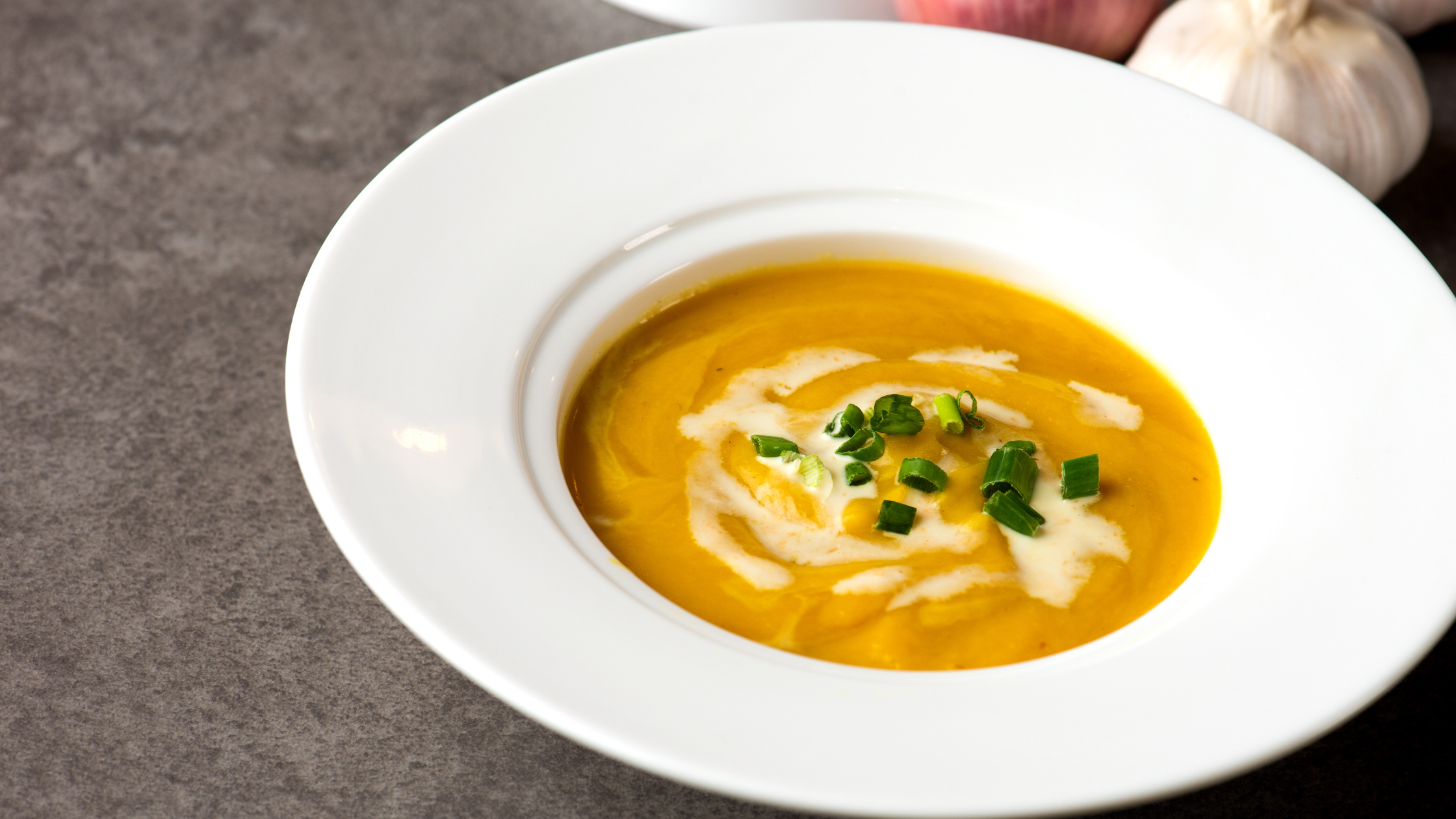Roasted Pumpkin Soup in a bowl